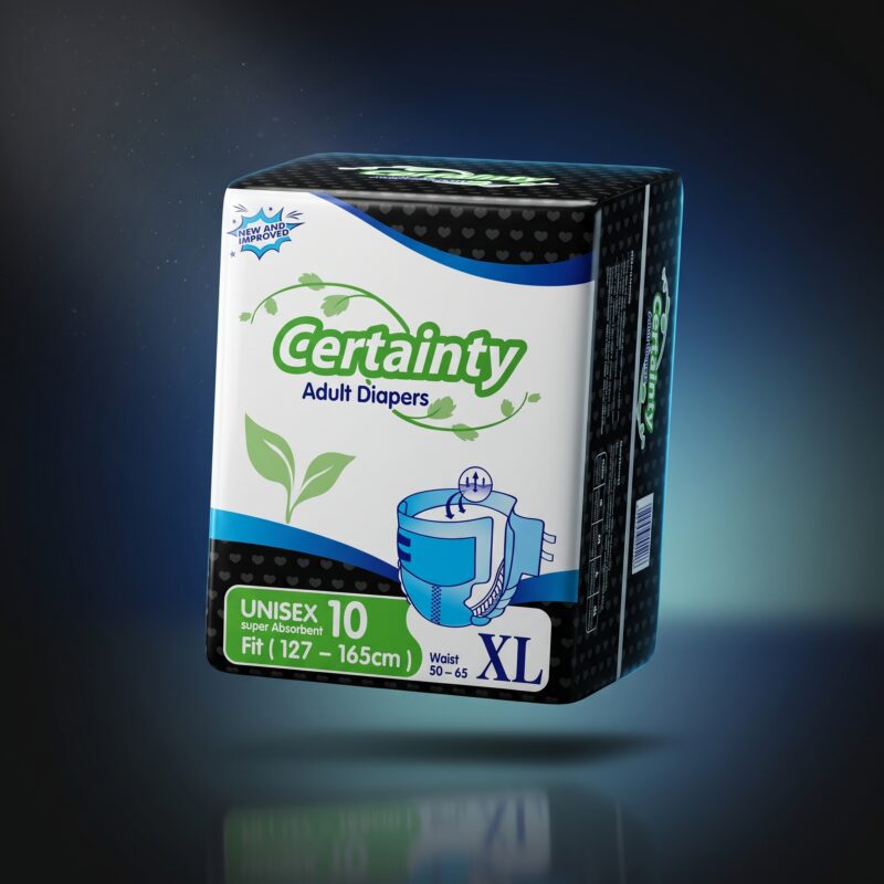 Adult_Diapers_package_advertisement_2K_202607082356 Certainty Unisex Adult Diapers With Fastening Tapes XL (10s)