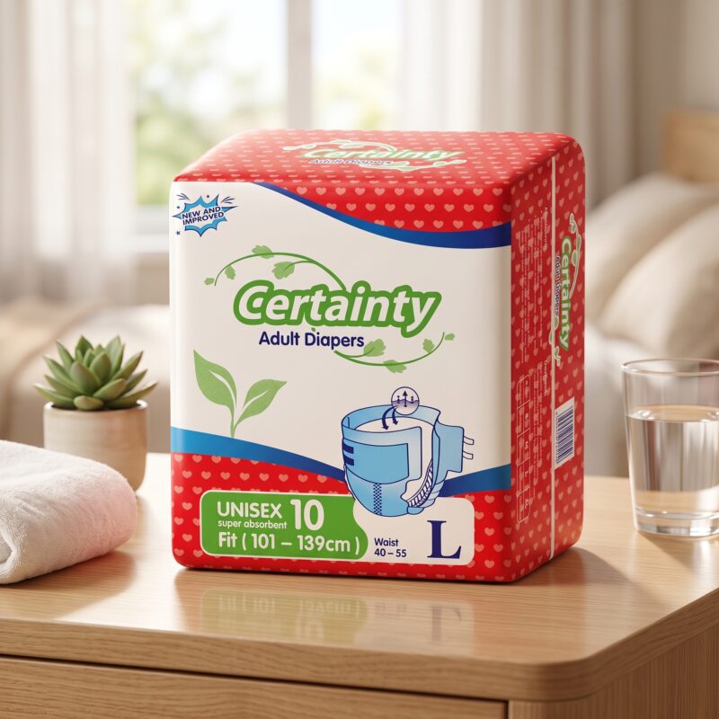 Certainty Unisex Adult Diapers With Fastening Tapes Large (10s)