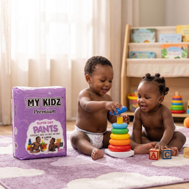 Babies_playing_with_stacking_toys_202607200017 My Kidz Premium Super Dry Pants – X-Large Size (12kg+)