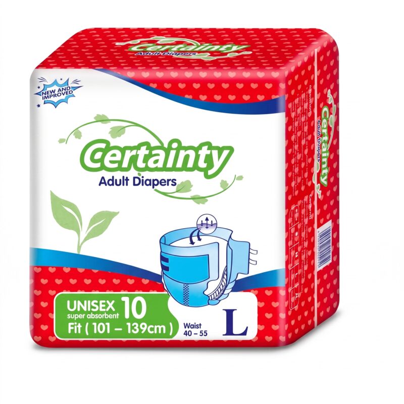 Certainty Unisex Adult Diapers With Fastening Tapes Large (10s)