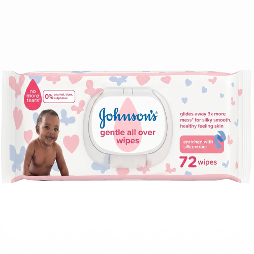 Wipes_on_white Johnson's Gentle All Over Baby Wipes – 72 Wipes Pack