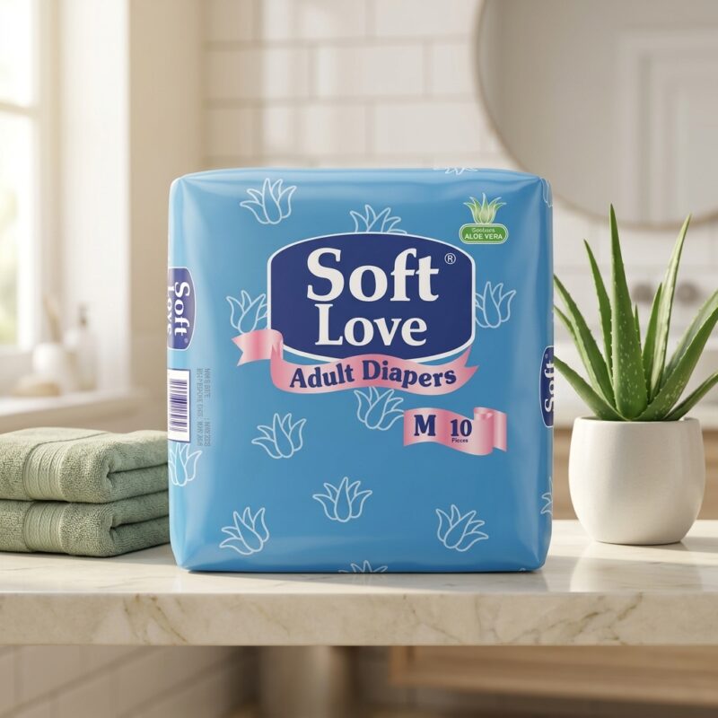 Soft Love Adult Diapers Medium – Aloe Vera, 10 Pieces