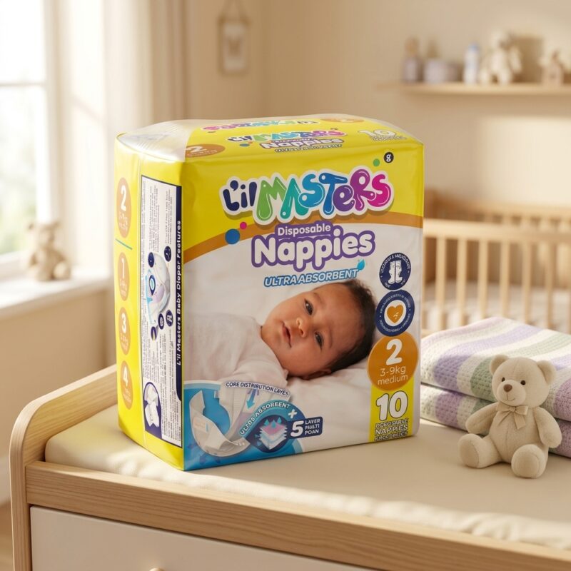 L'il Masters Disposable Nappies Size 2 – Ultra Absorbent, 10 Pack