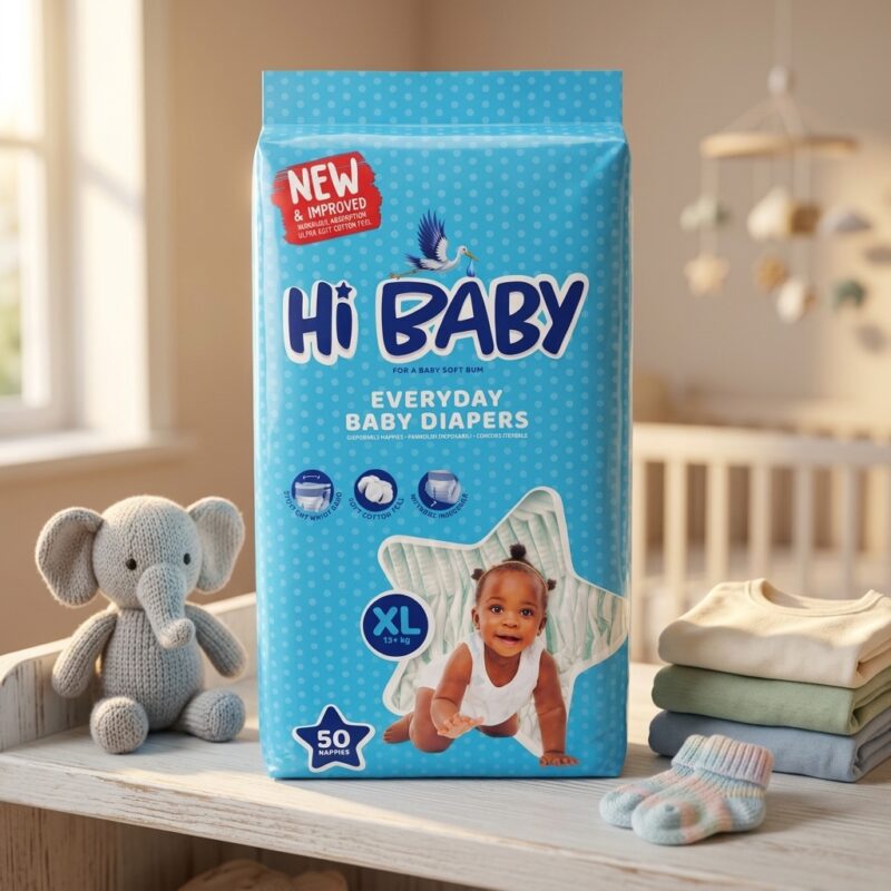 Hi Baby Everyday Diapers XL – 12kg+ New & Improved, 50's Hi Baby Disposable Nappies XL – Increased Absorption, 50