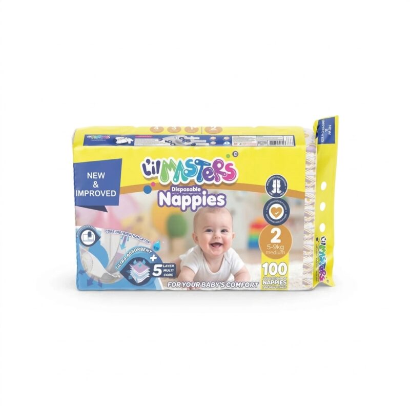 L'il Masters Disposable Nappies Size 2 – New & Improved, 100 Pack