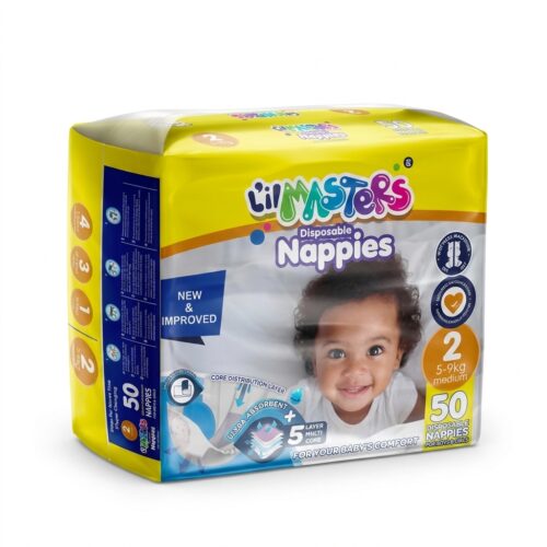 L'il Masters Disposable Nappies Size 2 – New & Improved, 50 Pack