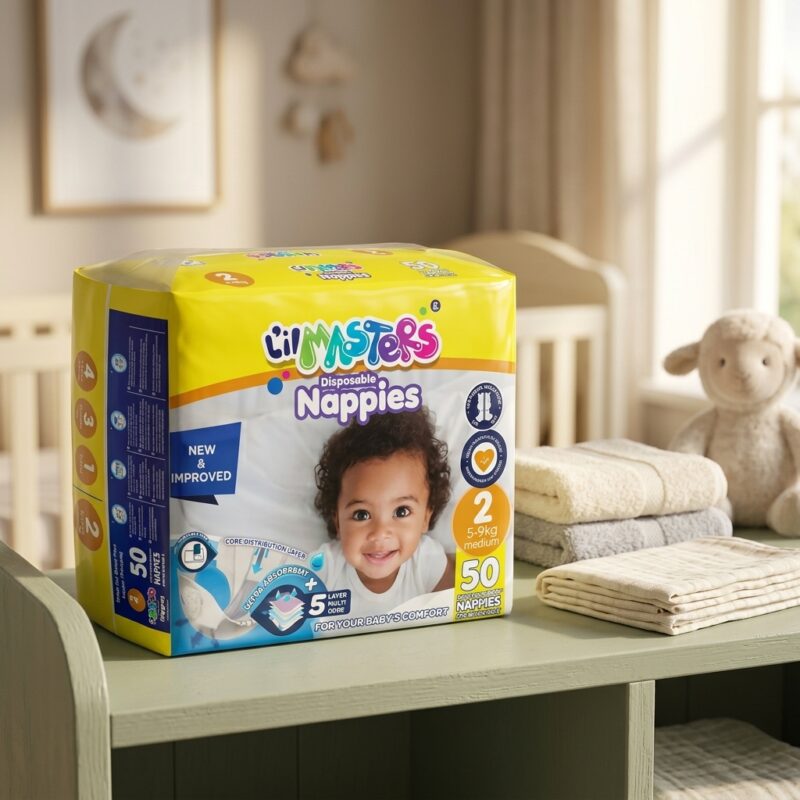 L'il Masters Disposable Nappies Size 2 – New & Improved, 50 Pack