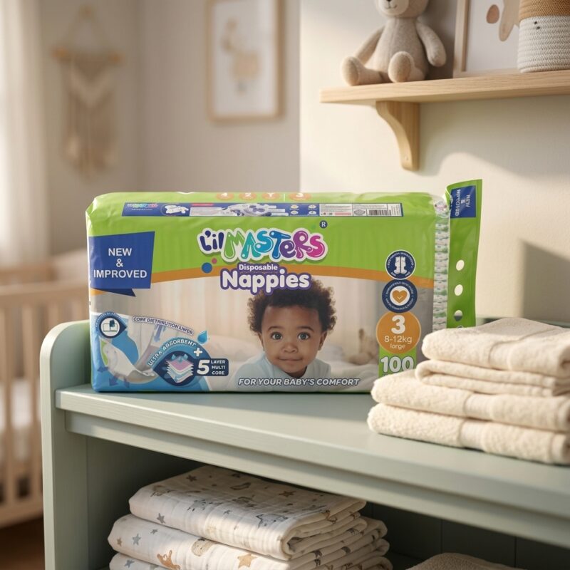 L'il Masters Disposable Nappies Size 3 – New & Improved, 100 Pack