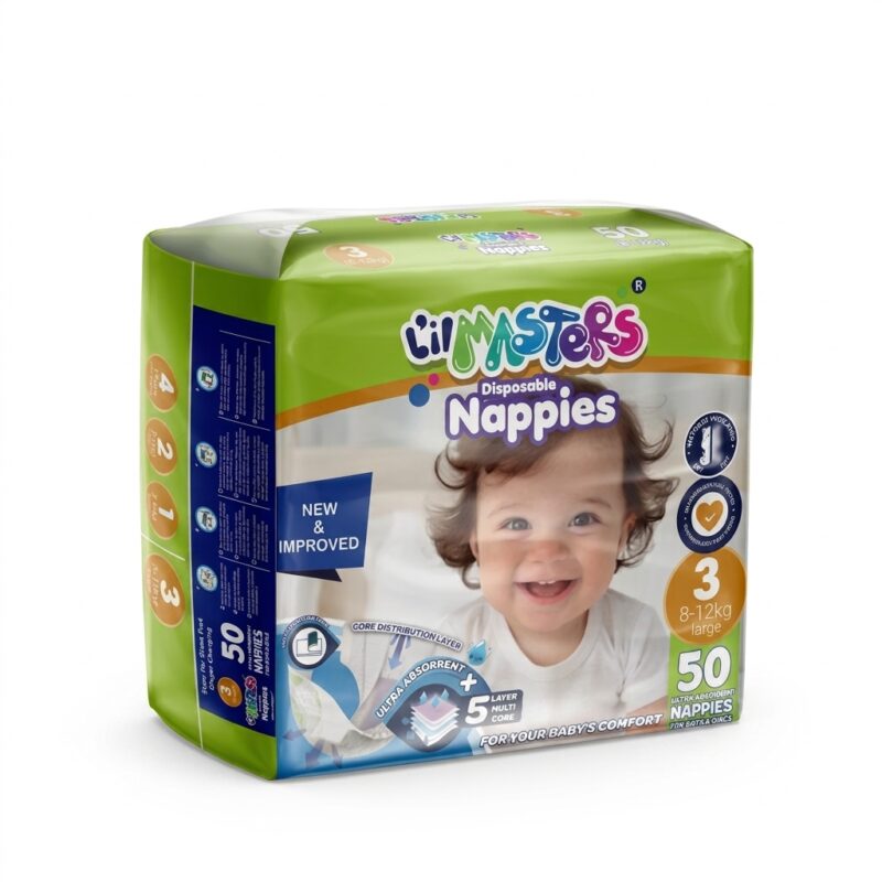 Lil Masters Disposable Nappies Size 3 New Improved 50 Pack L'il Masters Disposable Nappies Size 3 – New & Improved, 50 Pack