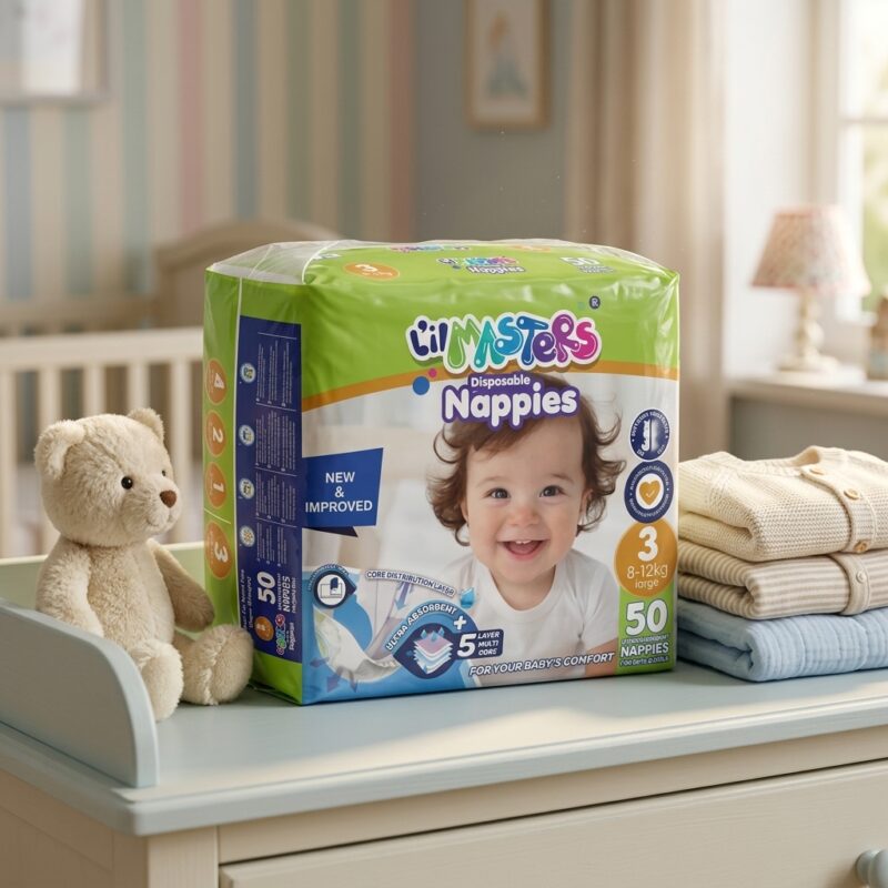 Lil Masters Disposable Nappies Size 3 New Improved 50 Packs L'il Masters Disposable Nappies Size 3 – New & Improved, 50 Pack
