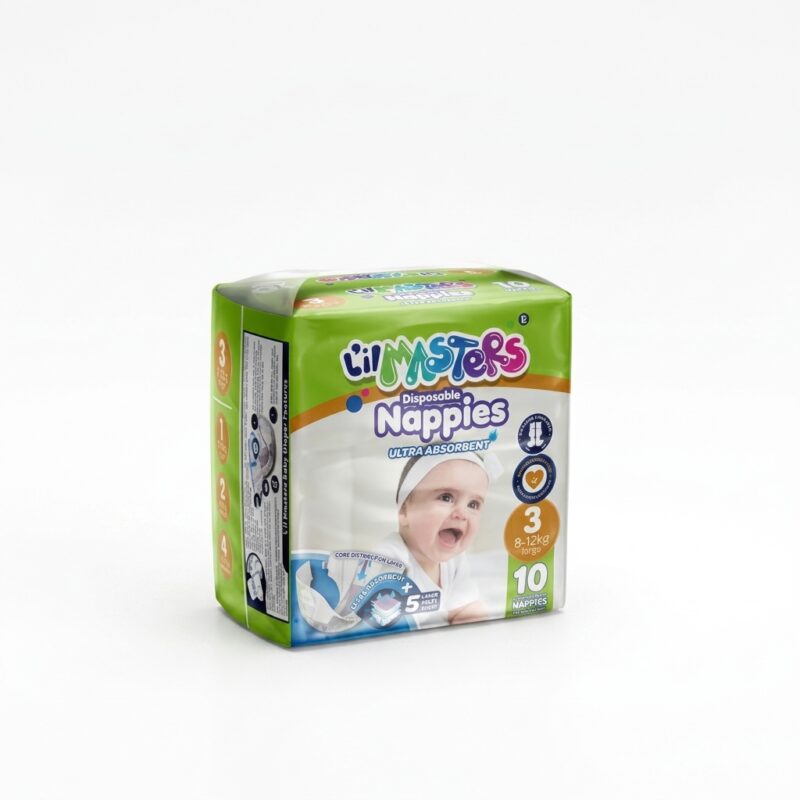 Lil Masters Disposable Nappies Size 3 Ultra Absorbent 10 Pack L'il Masters Disposable Nappies Size 3 – Ultra Absorbent, 10 Pack