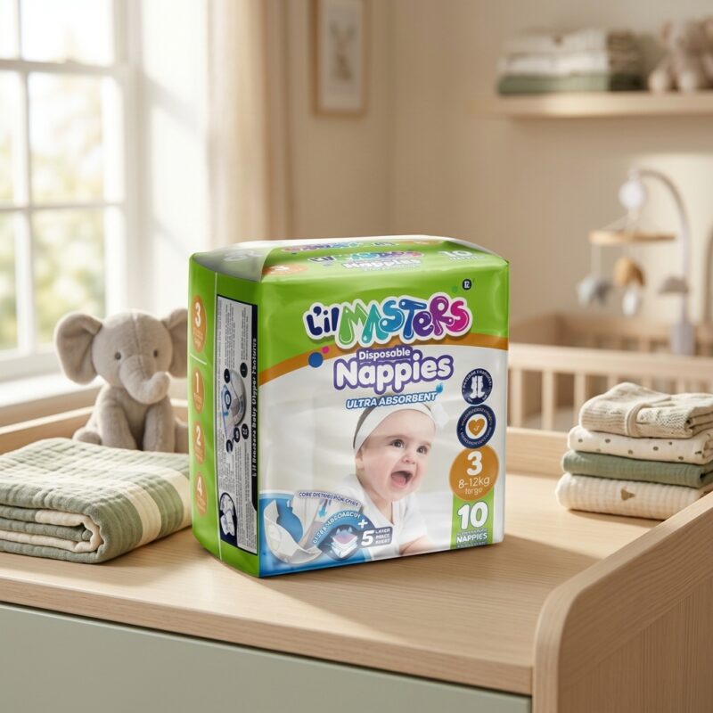 Lil Masters Disposable Nappies Size 3 Ultra Absorbent 10 Packs L'il Masters Disposable Nappies Size 3 – Ultra Absorbent, 10 Pack