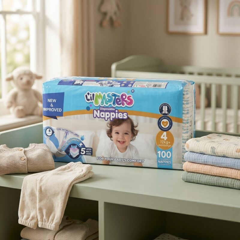 Lil Masters Disposable Nappies Size 4 New & Improved 100 Packs L'il Masters Disposable Nappies Size 4 – New & Improved, 100 Pack