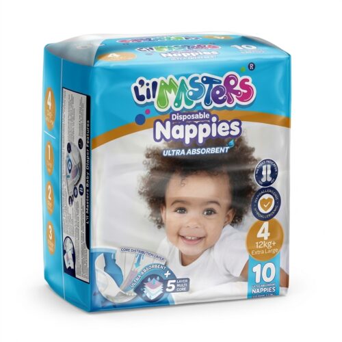 L'il Masters Disposable Nappies Size 4 – Ultra Absorbent, 10 Pack