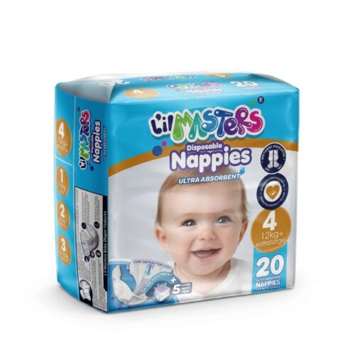 L'il Masters Disposable Nappies Size 4 – Ultra Absorbent, 20 Pack
