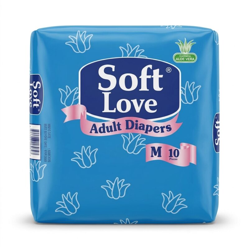 Soft Love Adult Diapers Medium – Aloe Vera, 10 Pieces